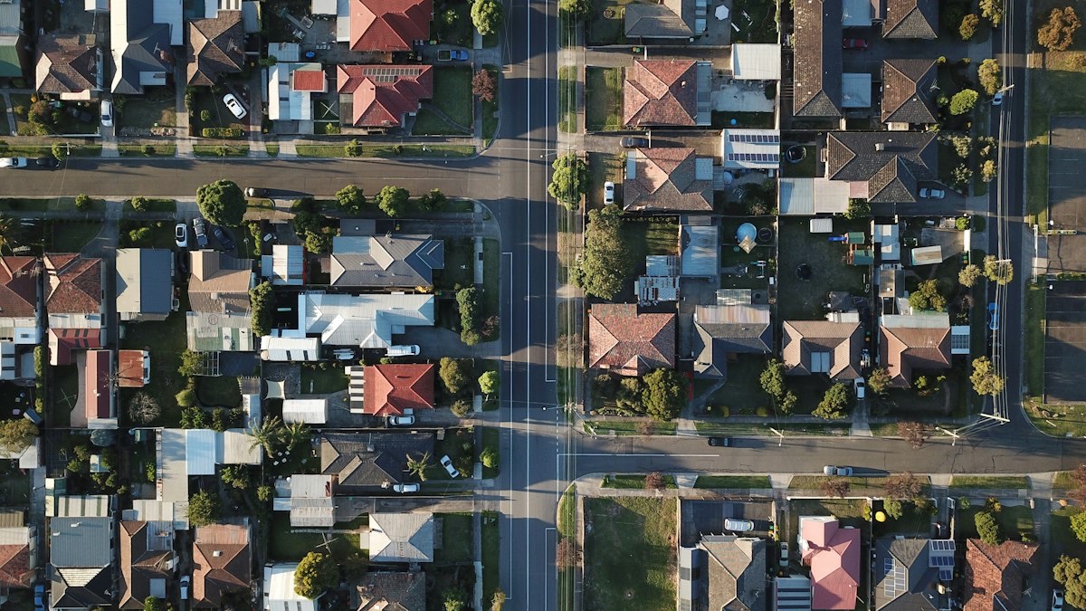 Aerial view of a Melbourne suburban street